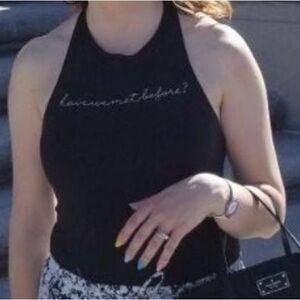 Abercrombie Fitch High Neck Racerback BLACK Bodysuit XSMALL Soft Collection